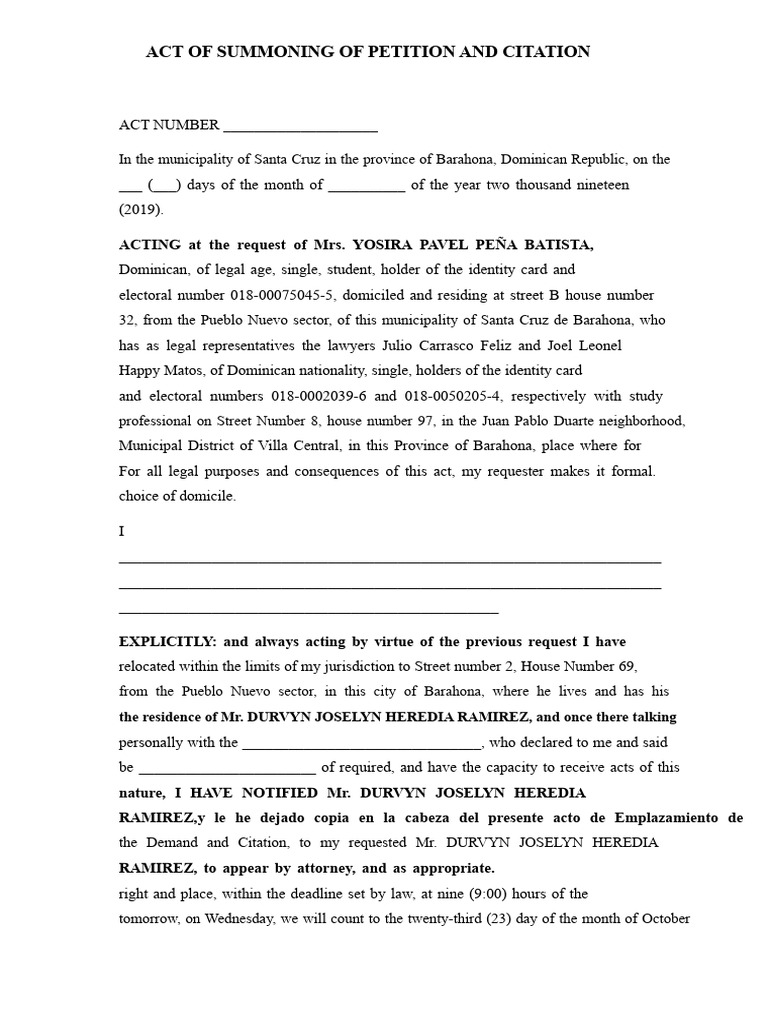 Act of Summons and Citation | PDF | Justice | Crime & Violence