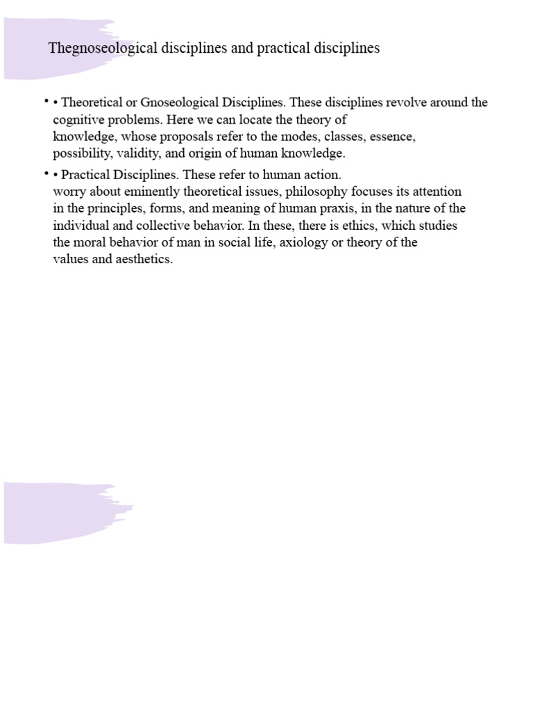 The Gnoseological Disciplines and The Practical Disciplines | PDF