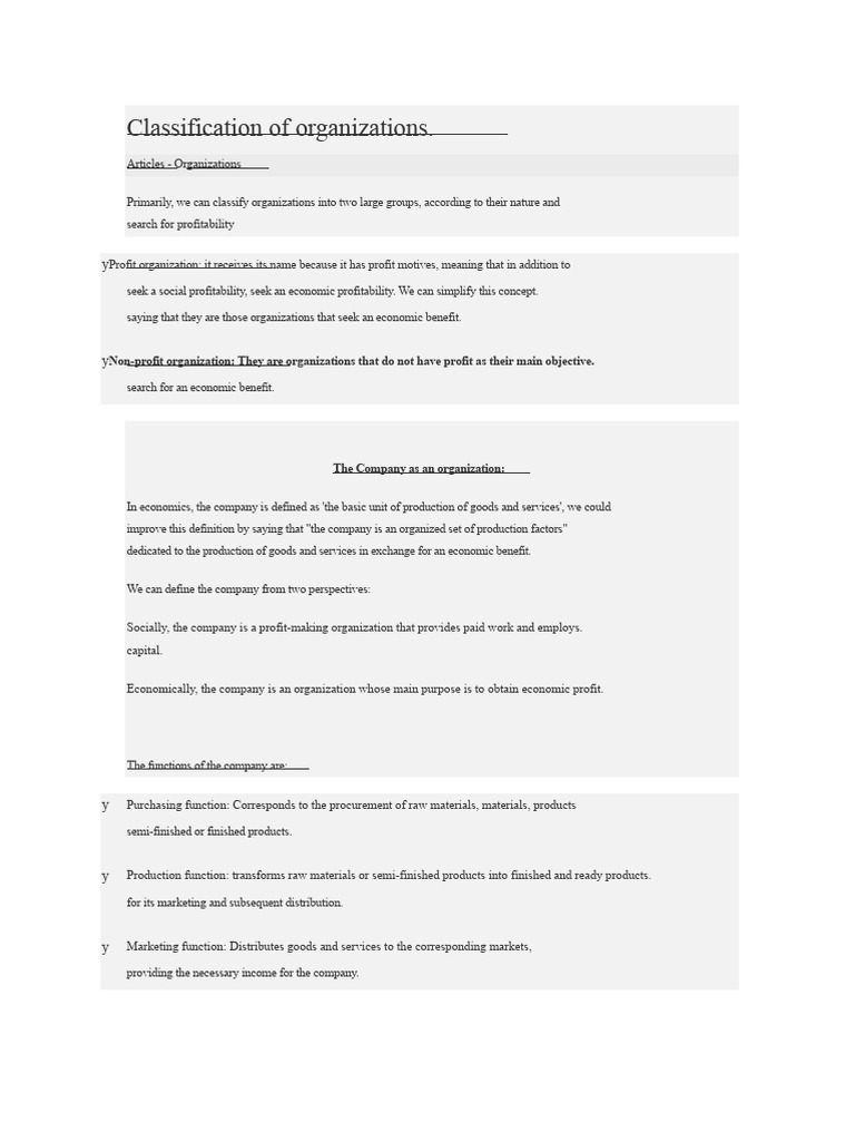Classification of organizations | PDF | Marketing | Capital (Economics)