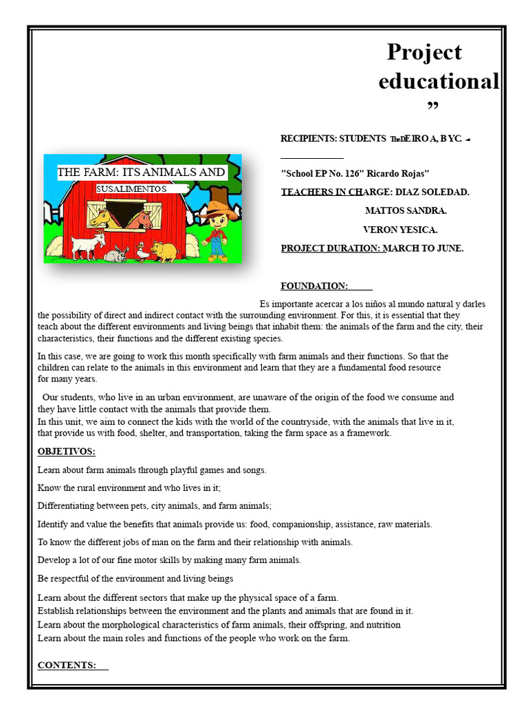Farm Animals Educational Project Overview | PDF | Livestock | Farms