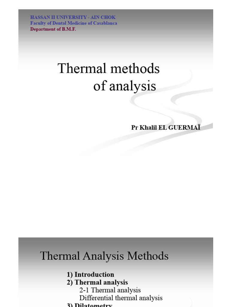 Thermal Analysis Methods Overview | PDF | Thermal Analysis ...
