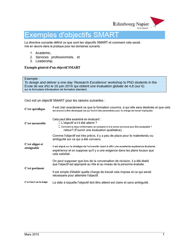 Objectifs SMART en Éducation et Leadership | PDF | Apprentissage ...
