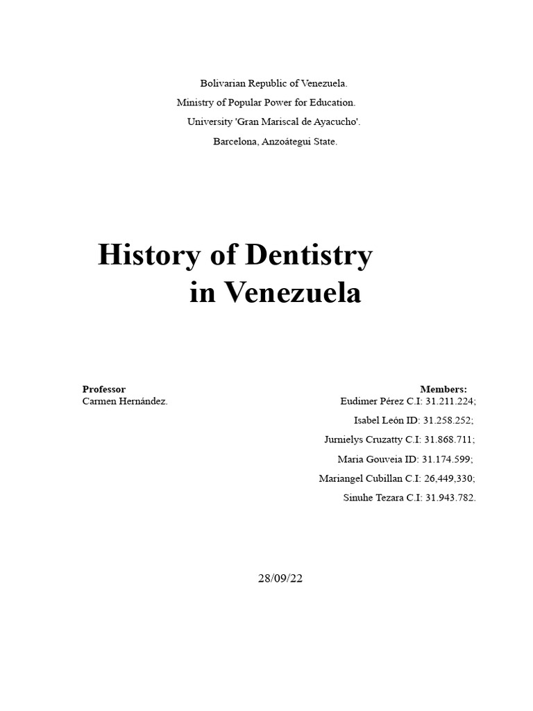 History of Dentistry in Venezuela | PDF | Dentistry | Dental Implant