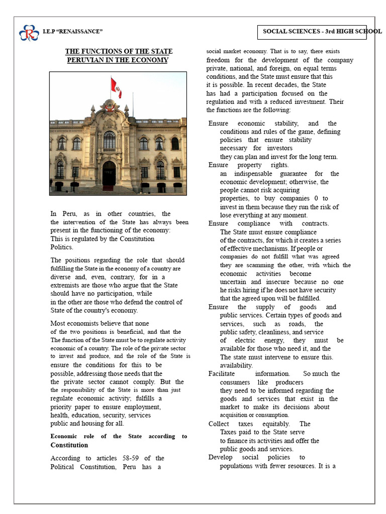 3 YEAR - 3. The Functions of The Peruvian State in The Economy | PDF ...