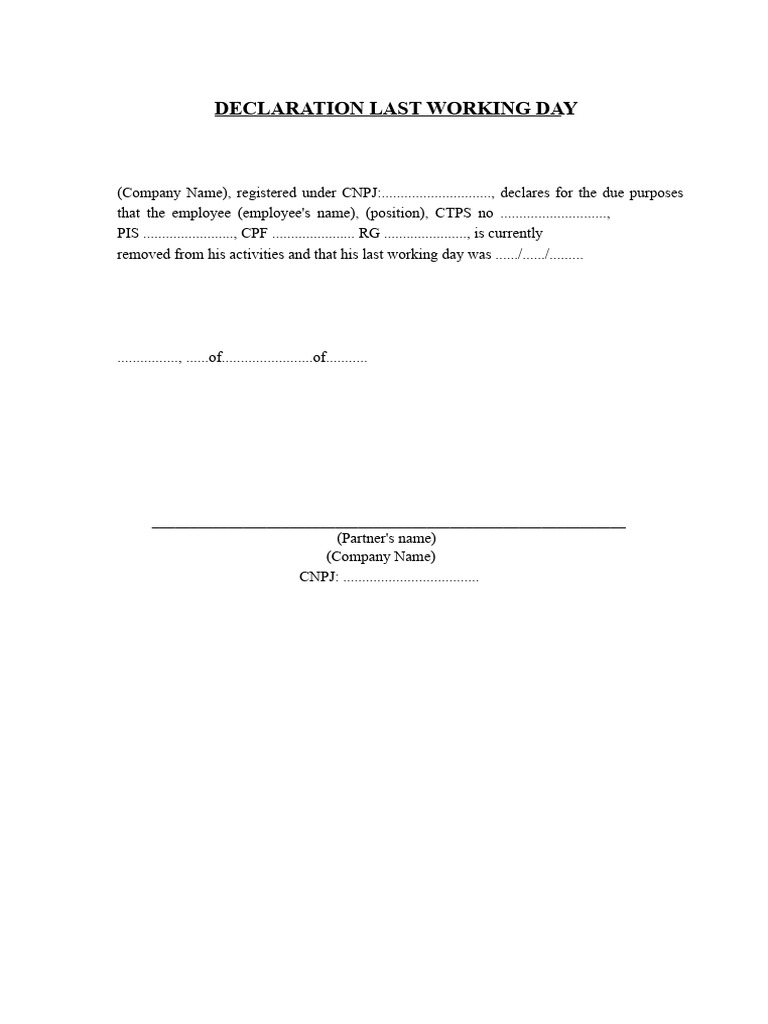 Declaration of Last Day Worked | PDF
