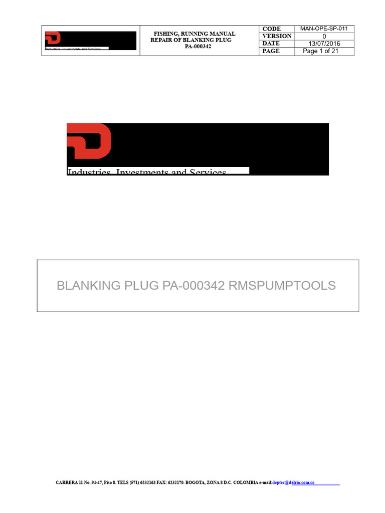 Blanking Plug Repair Manual PA-000342 | PDF | Screw | Mechanical ...