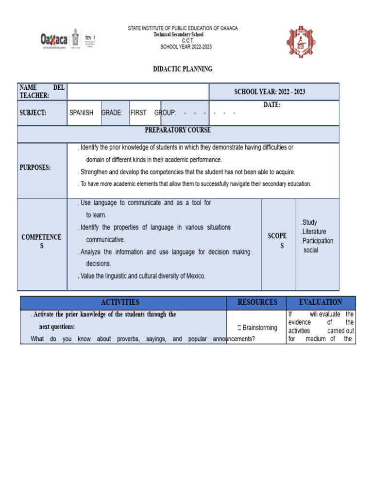 Planning of The Preparatory Course | PDF | Knowledge | Cognition
