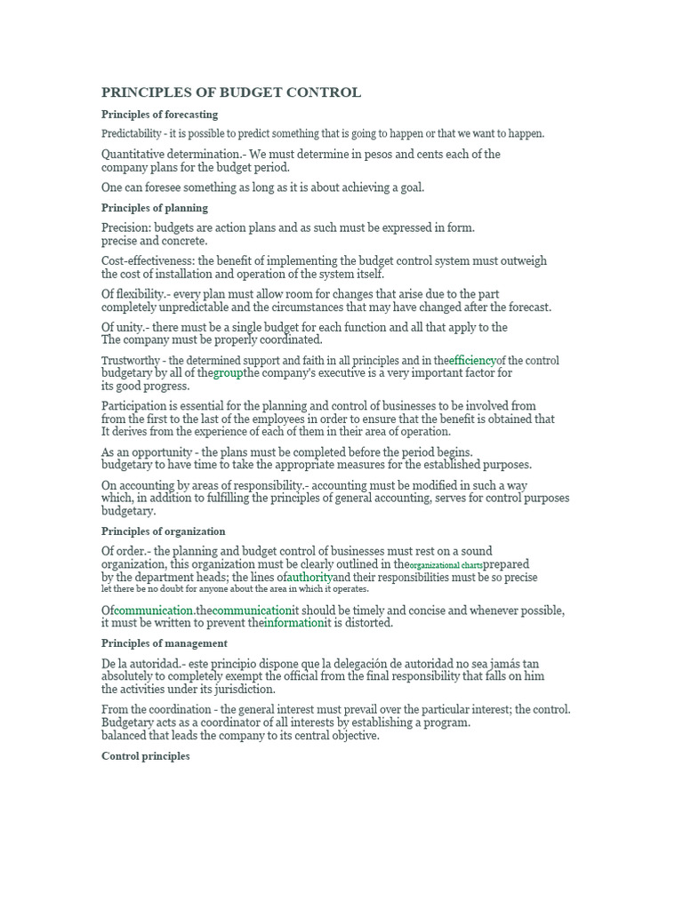 Principles of Budgetary Control | PDF | Government Spending | Expense