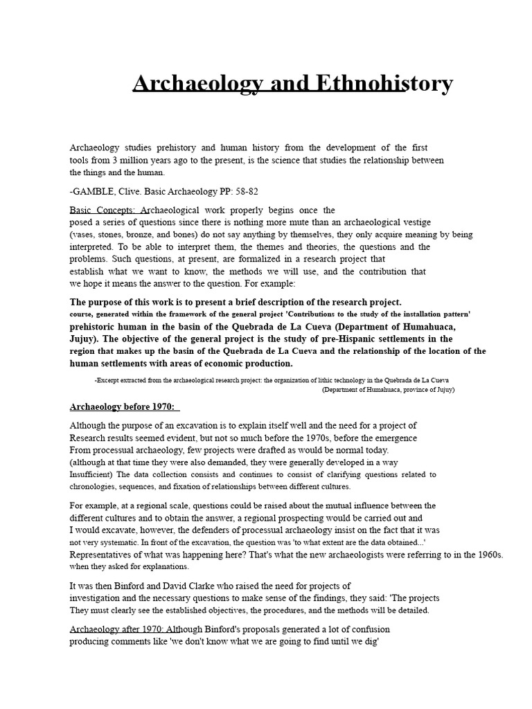 Archaeology and Ethnohistory Overview | PDF | Archaeology | Stratigraphy