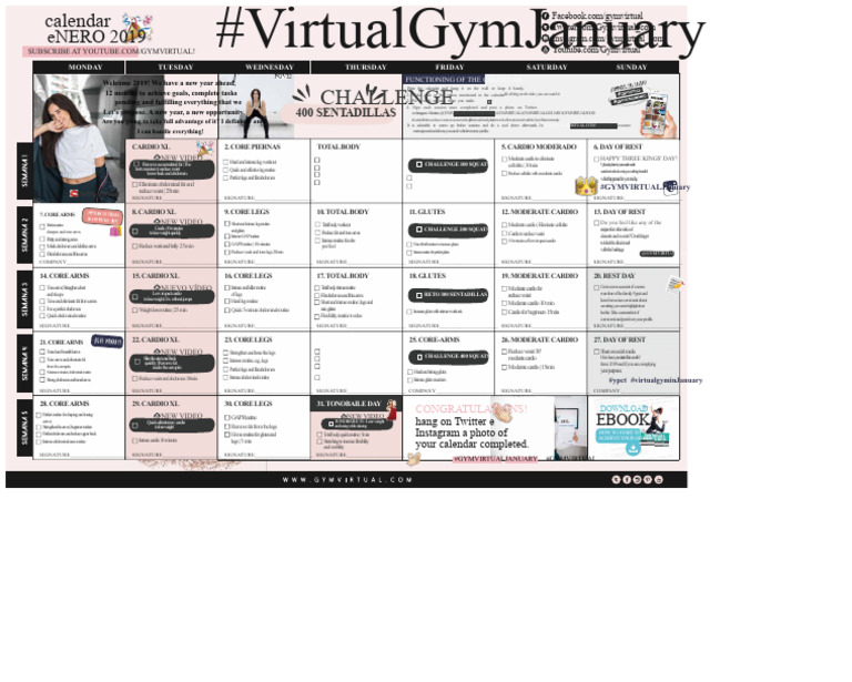 Gym Virtual January Workout Calendar | PDF | Aerobic Exercise