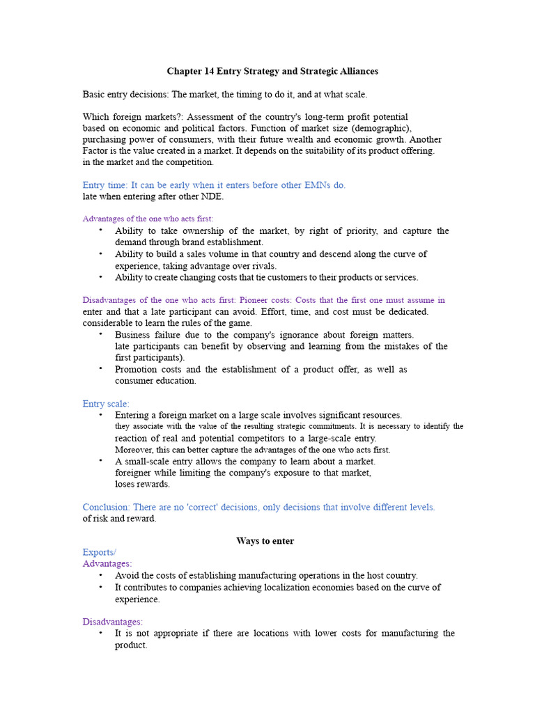 Chapter 14 Entry Strategy and Strategic Alliances | PDF | Competitive ...