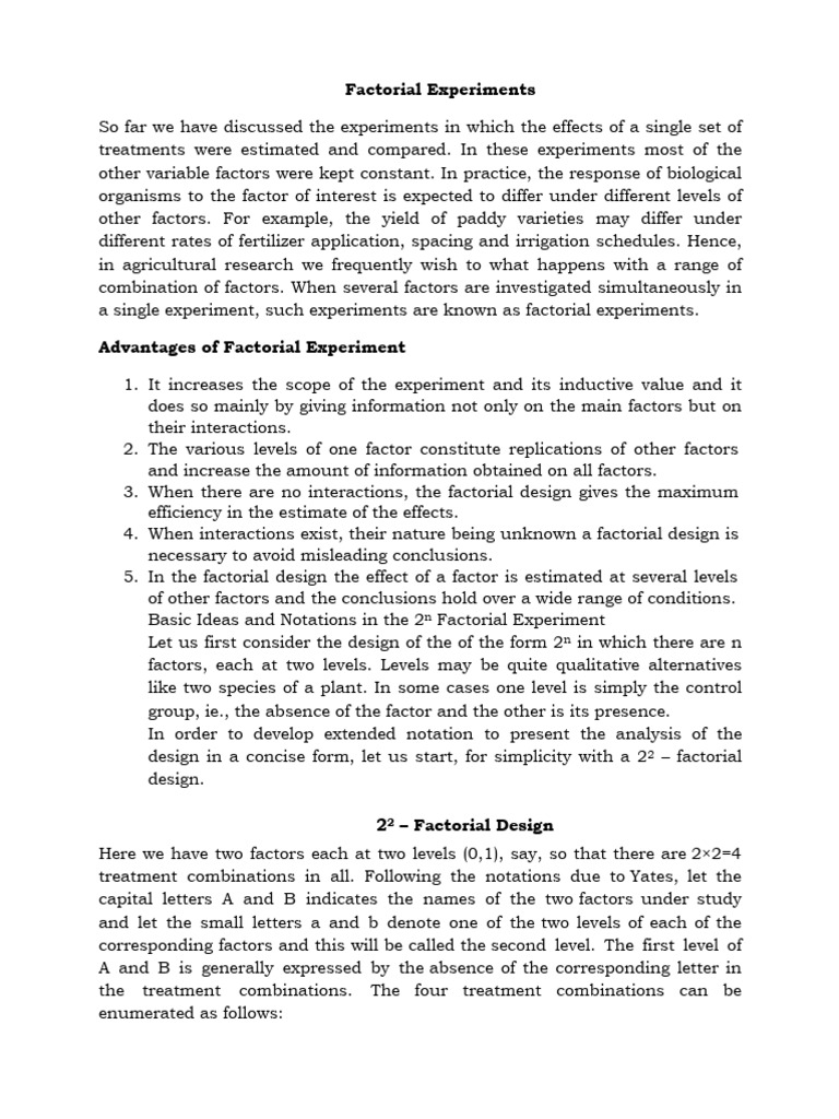 Understanding Factorial Experiments | PDF | Experiment | Applied ...