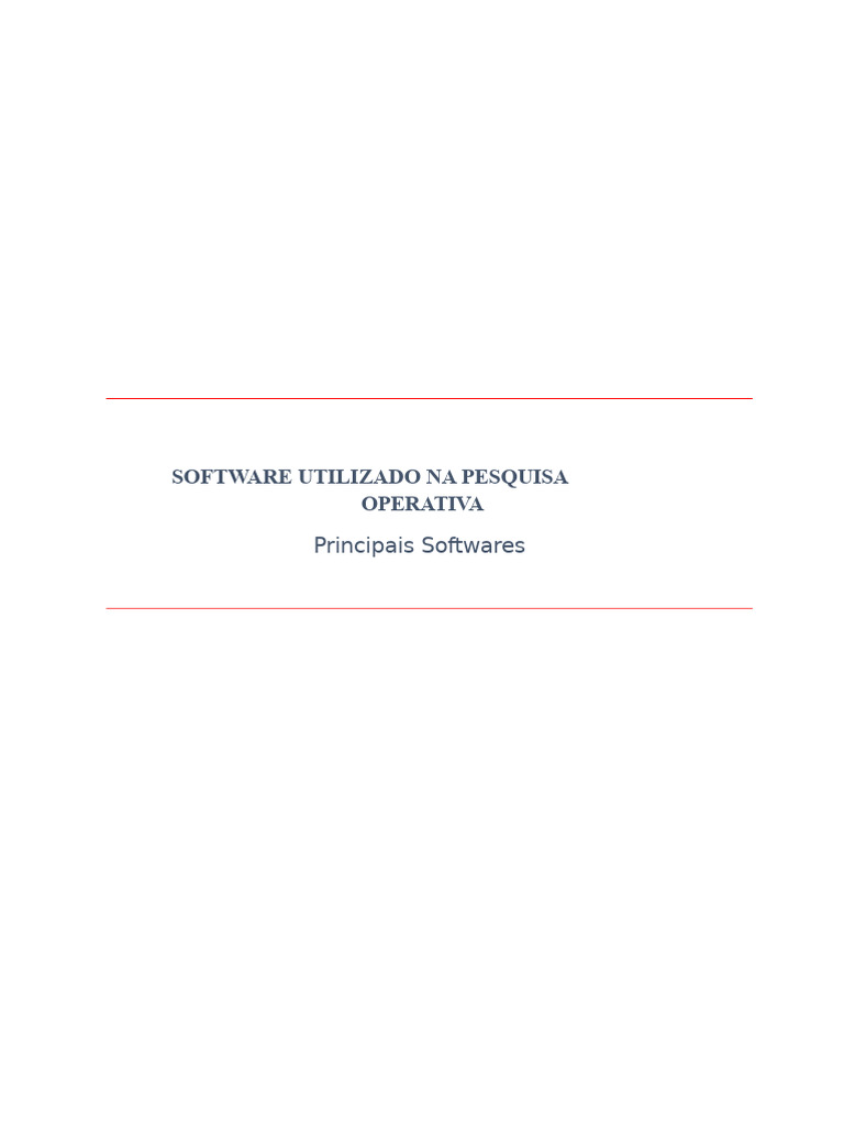 Softwares para Pesquisa Operacional | PDF | Pesquisa operacional ...