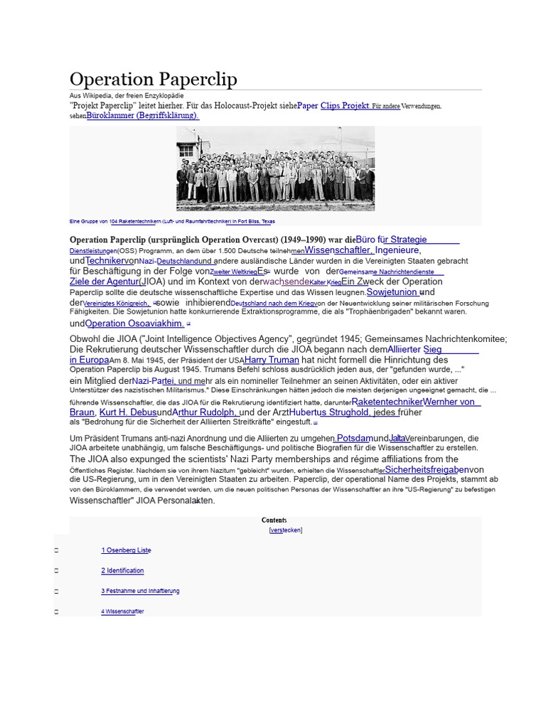Projekt Paperclip | PDF