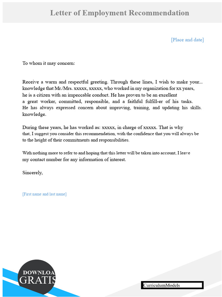39 Model of Job Recommendation Letter | PDF