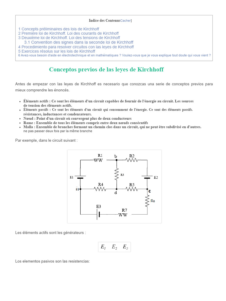 Lois de Kirchhoff : Concepts et Exercices | PDF | Tension électrique ...