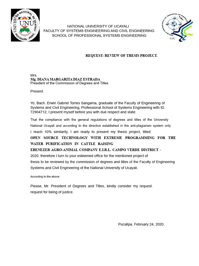 Thesis Review Request: Water Purification Tech | PDF