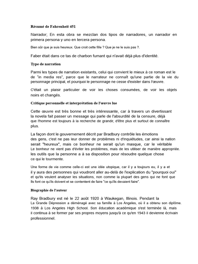Analyse de Fahrenheit 451 et ses thèmes | PDF