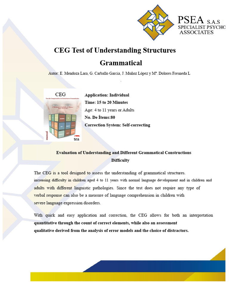 CEG Grammatical Structures Assessment | PDF