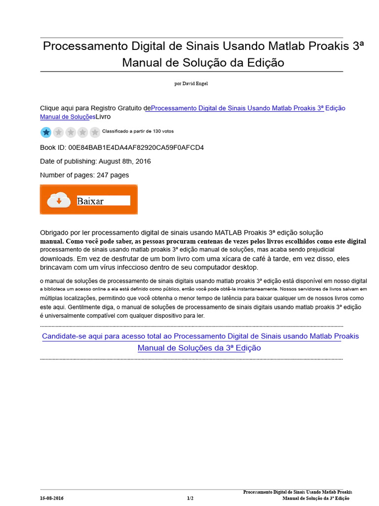 Manual de Soluções Proakis 3ª Edição | PDF | Matlab | Informática