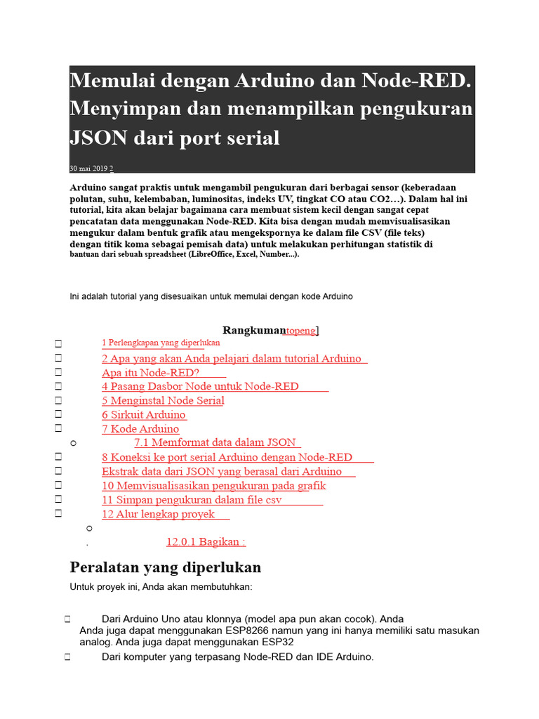 Tutorial Arduino dan Node-RED JSON | PDF