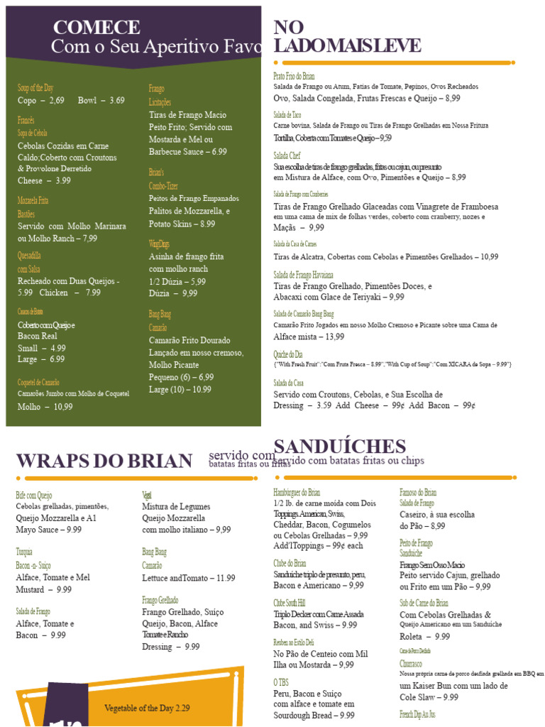 Menu Variado de Aperitivos e Sanduíches | PDF | Molho | Sanduíche