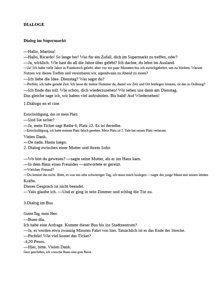 Alltägliche Dialoge A1-A2 | PDF