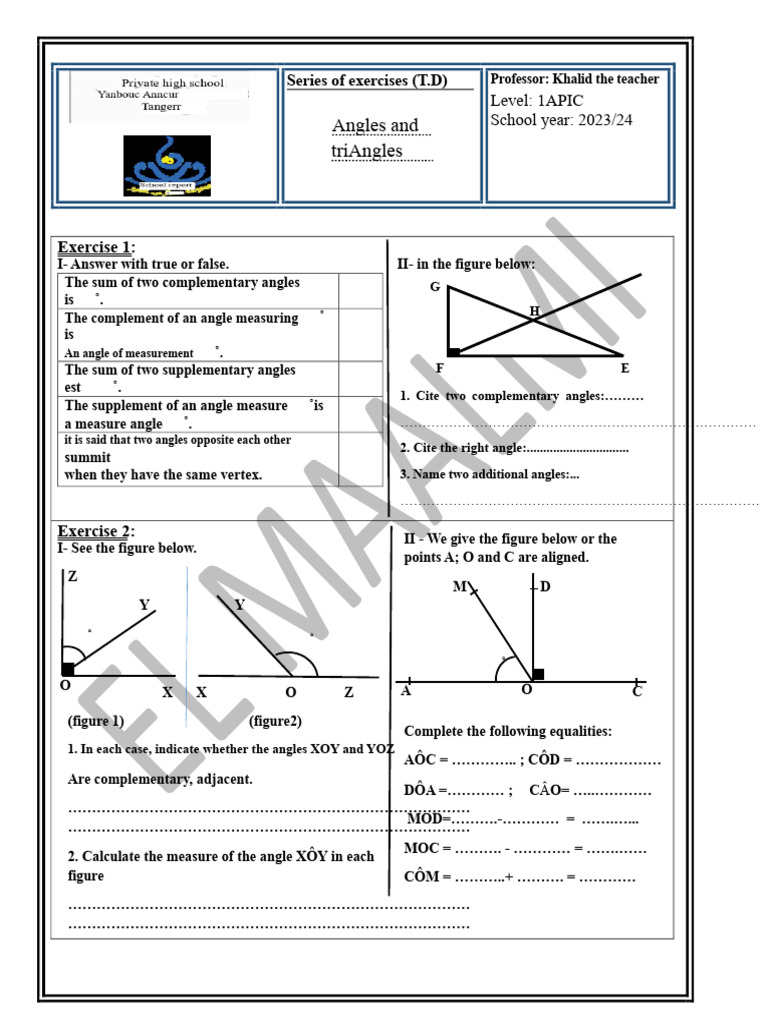 Geometry Angles and Triangles 1.ac | PDF | Triangle | Angle