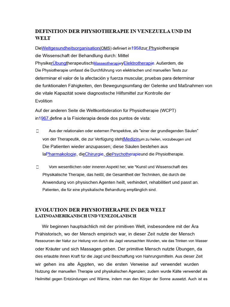 Definition Der Physiotherapie in Venezuela Und in Der Welt | PDF