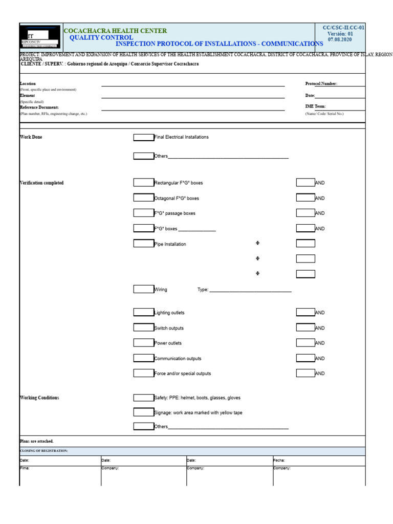 Health Center Quality Control Protocol | PDF | Electrical Wiring ...