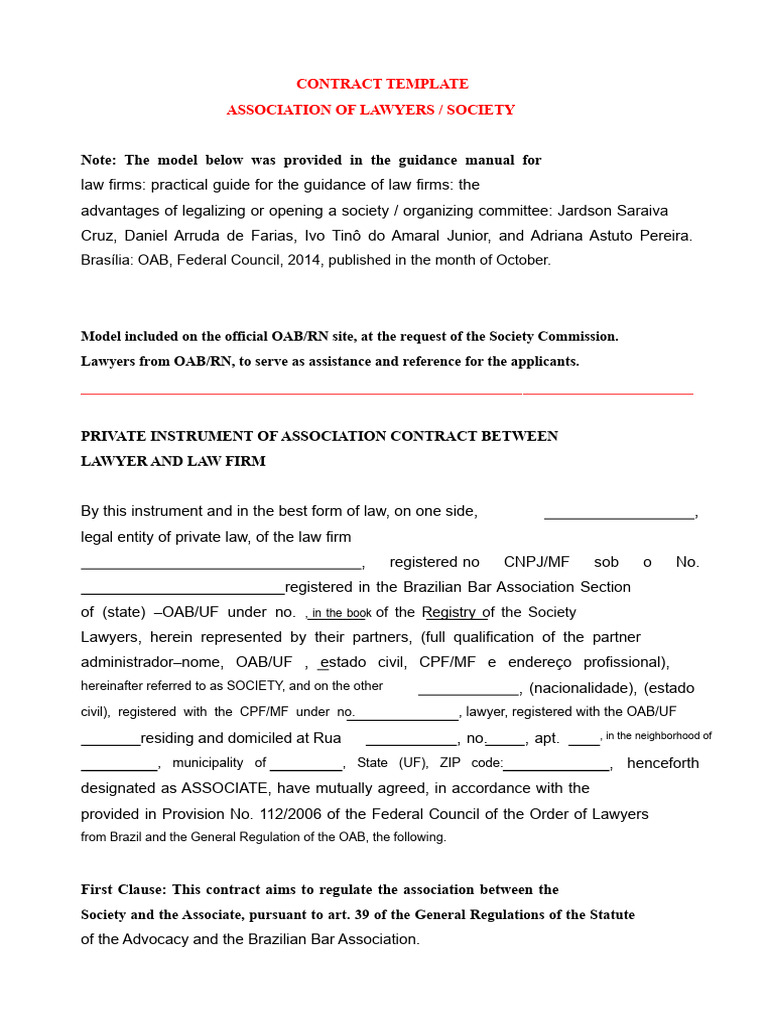 Model Contract For Lawyer Association Partnership | PDF | Justice ...