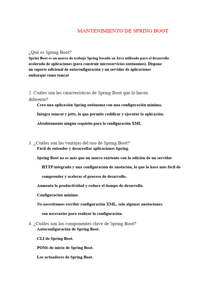 Guía Completa sobre Mantenimiento de Spring Boot | PDF | Java (lenguaje ...