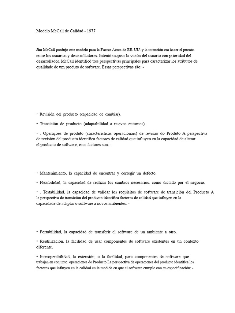 Modelo McCall de Calidad en Software | PDF | Software | Usabilidad