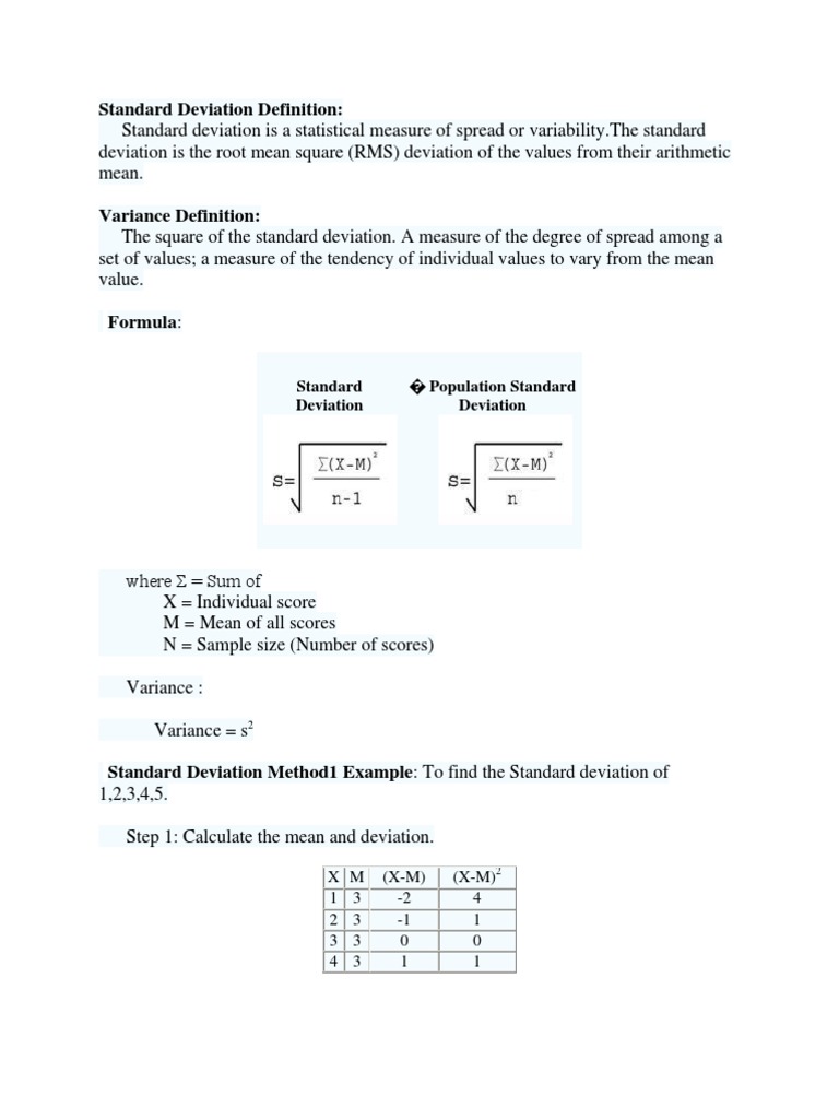 A Comprehensive Guide to Calculating Standard Deviation, Variance, Mean ...