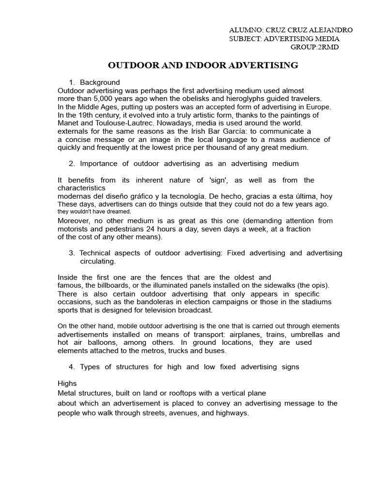 Outdoor Advertising: Types and Impact | PDF | Brand | Advertising