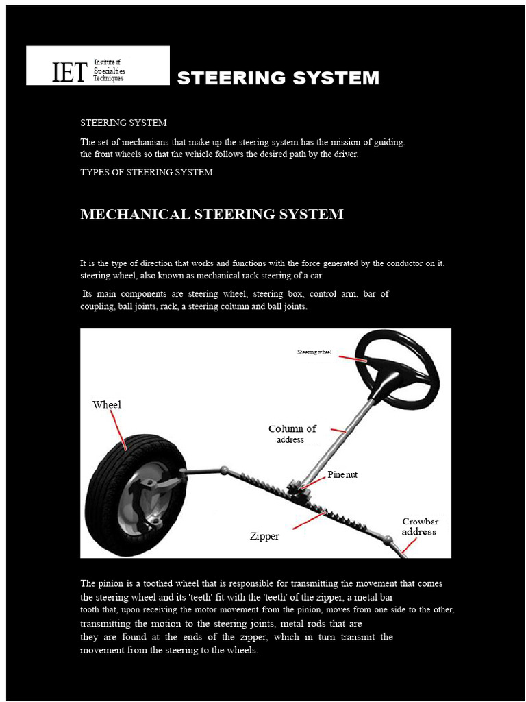 Types of Vehicle Steering Systems Explained | PDF | Steering | Pump