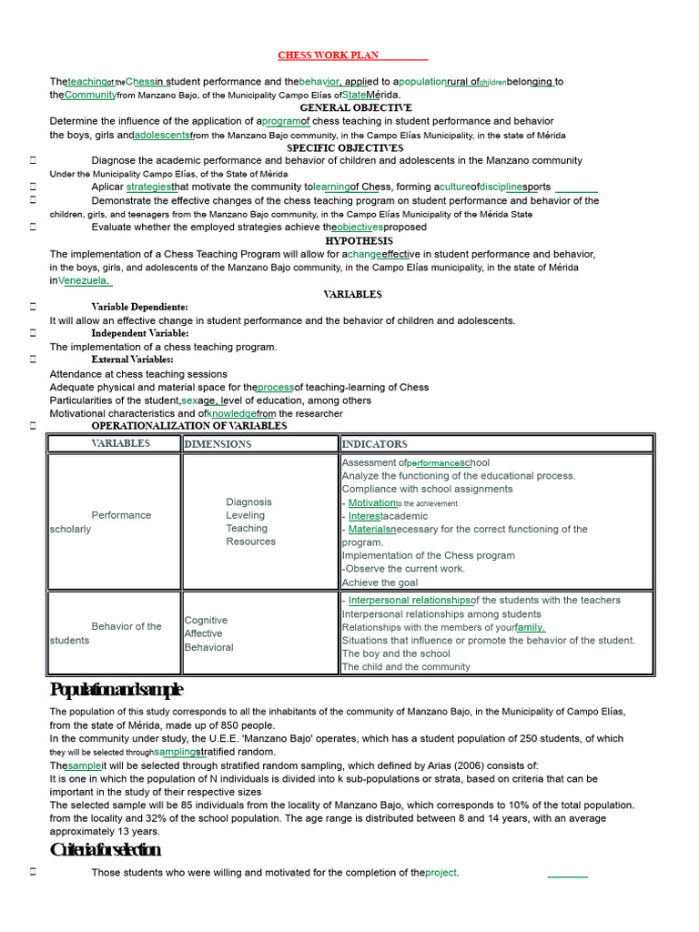 Chess Program Impact on Student Behavior | PDF | Experiment | Sampling ...