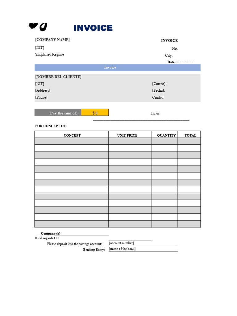 Invoice Template for Simplified Regime | PDF