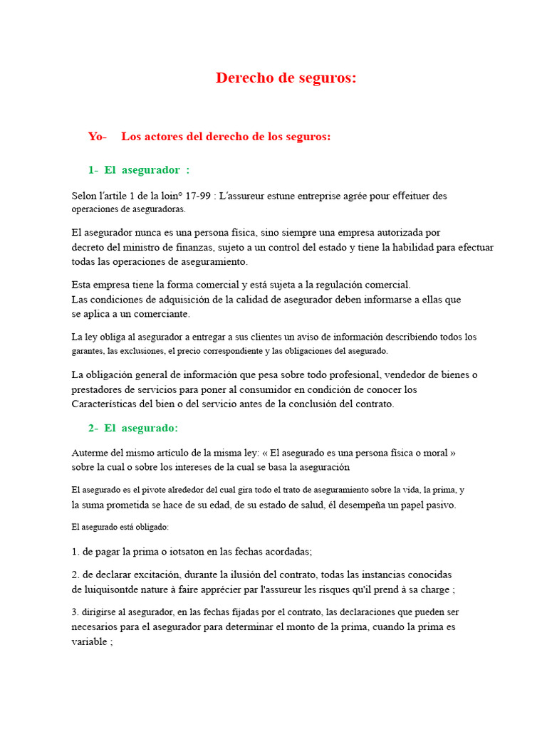 Actores y Régimen del Derecho de Seguros | PDF | Seguro | Póliza de seguros