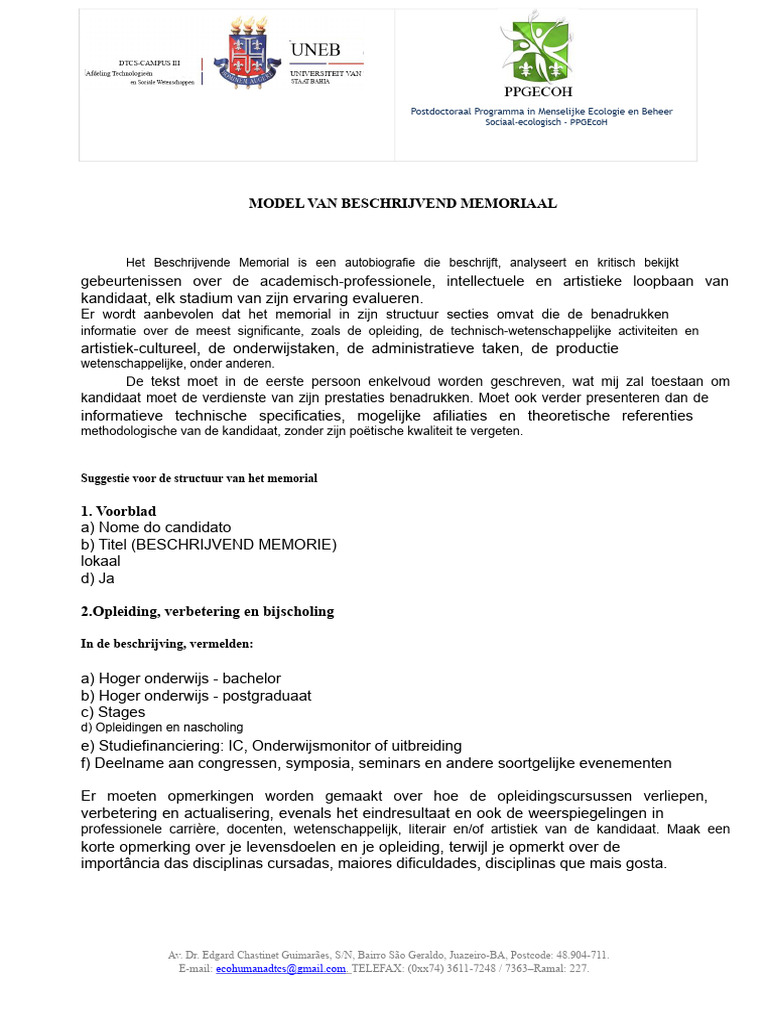 Model Van Beschrijvend Herinneringsdocument-1 | PDF