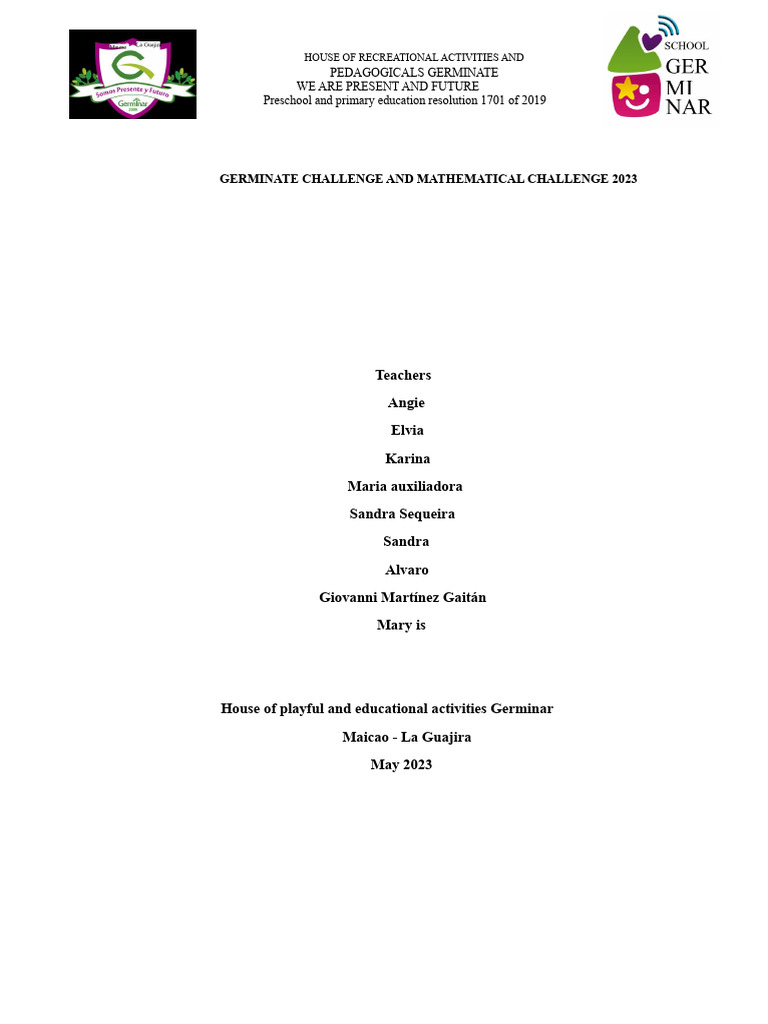 Germinate's 2023 Math Challenge Overview | PDF | Mathematics | Area