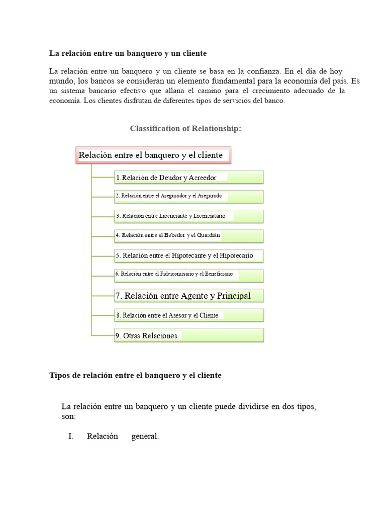 Relación Banquero-Cliente: Tipos y Naturaleza | PDF | Bancos | Dinero