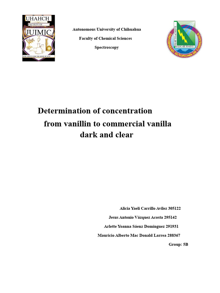 UV Spectroscopy: Vanillin Concentration Analysis | PDF | Ultraviolet ...