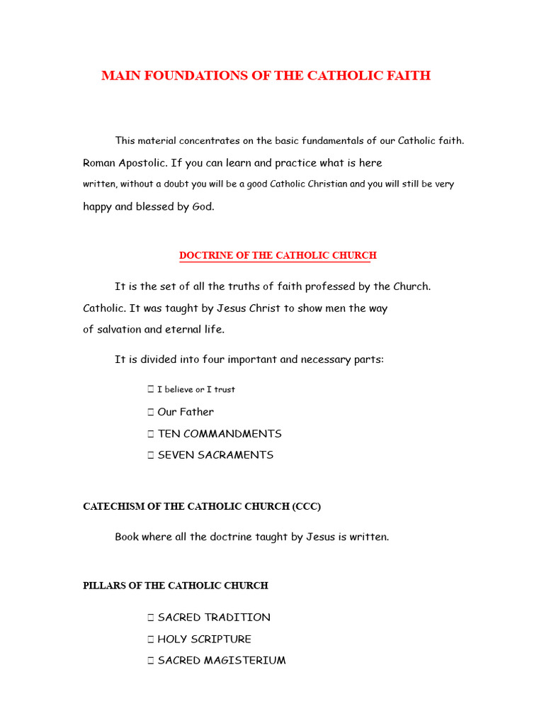 Foundations of Catholic Faith Explained | PDF | Catholic Church | God ...