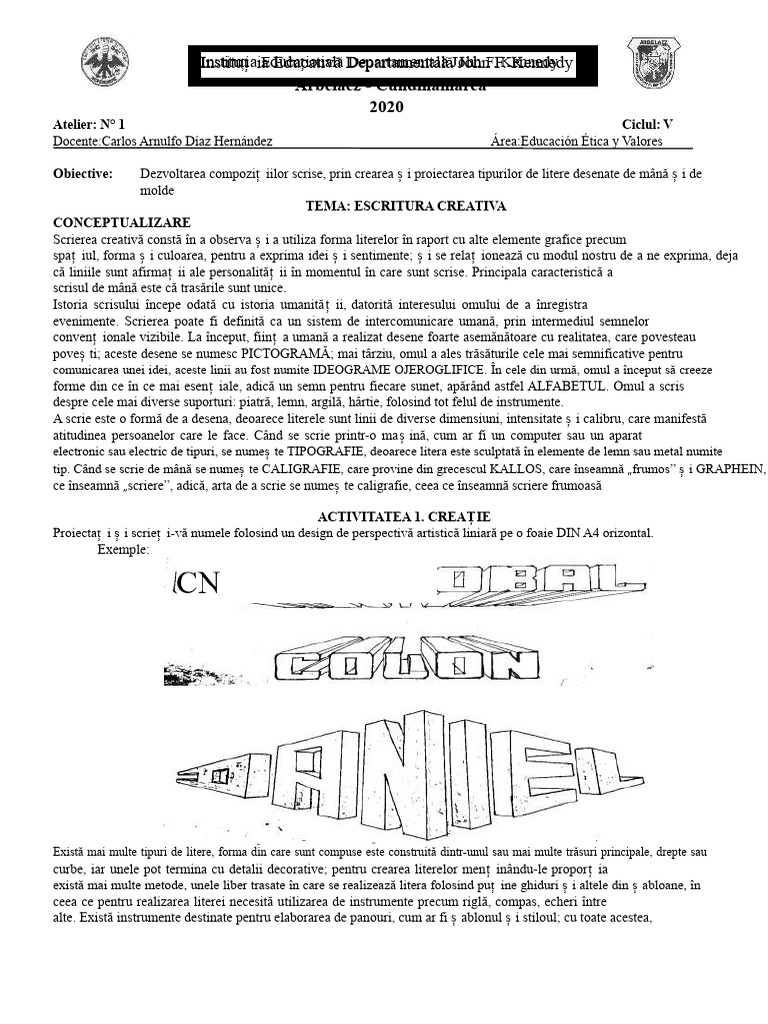 Ghid 1 Artistic - Tipuri de Fonturi - Ciclul V | PDF