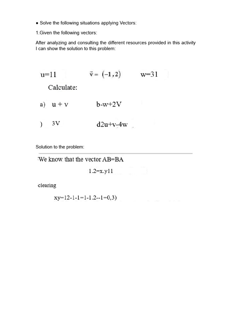 Vector Calculations and Solutions | PDF