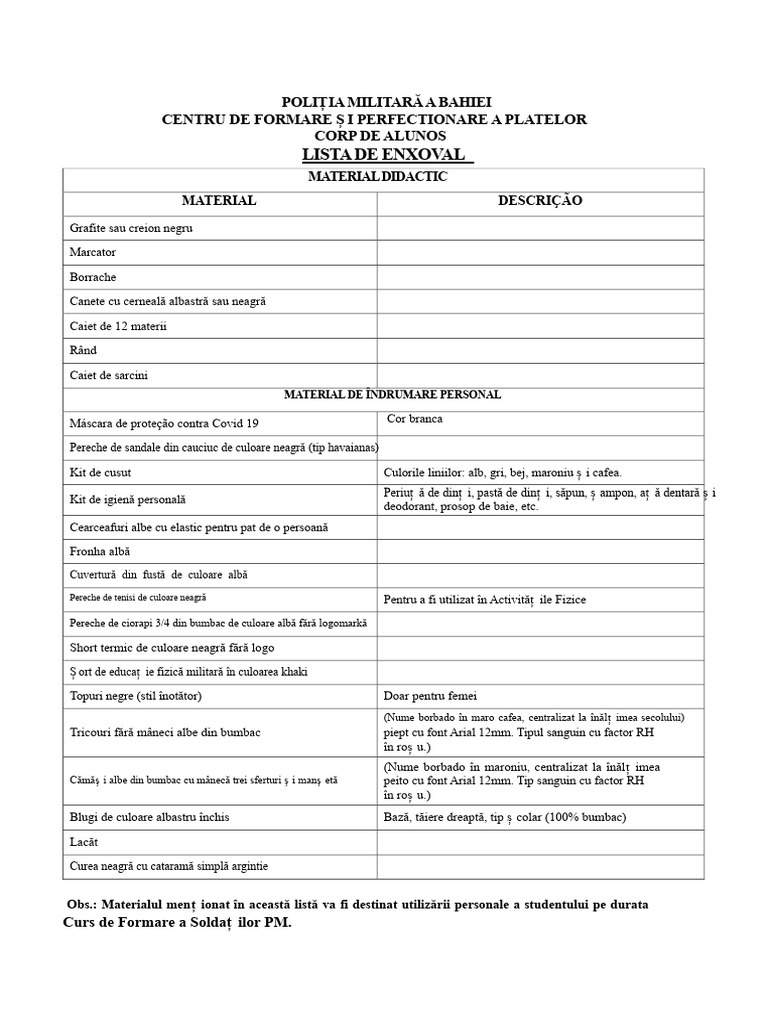 Curs de Formare A Soldatilor (Pmba) | PDF