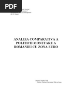 Analiza Comparativa a Politicii Monetare a Romaniei Cu Zona Euro