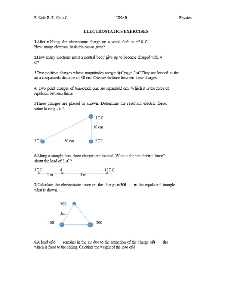 Electric Force Exercises (S1) | PDF