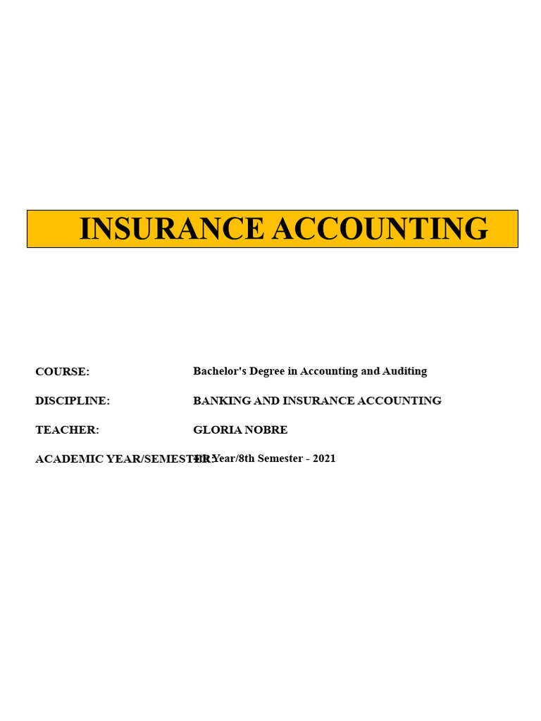 Insurance Accounting Fundamentals | PDF | Insurance | Reinsurance